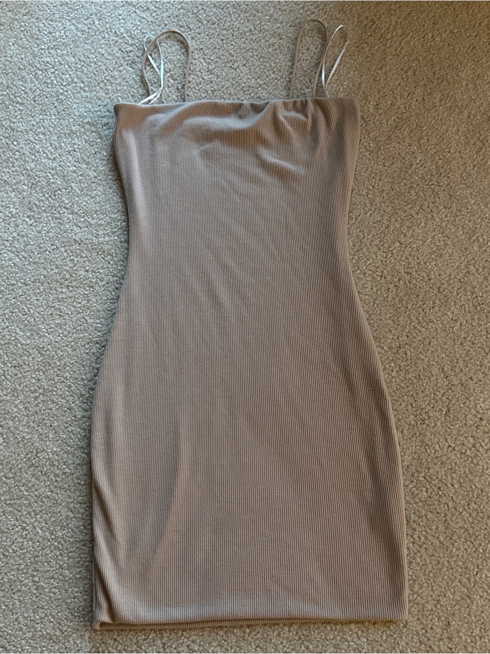 Sleeveless Ribbed Bodycon Dress in Taupe
